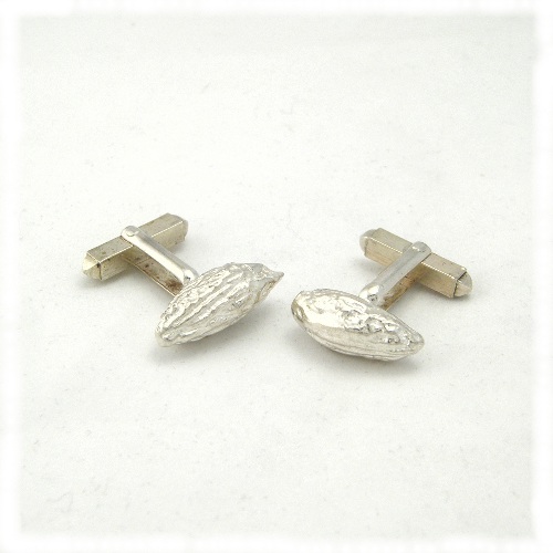 Silver olive pip cufflinks